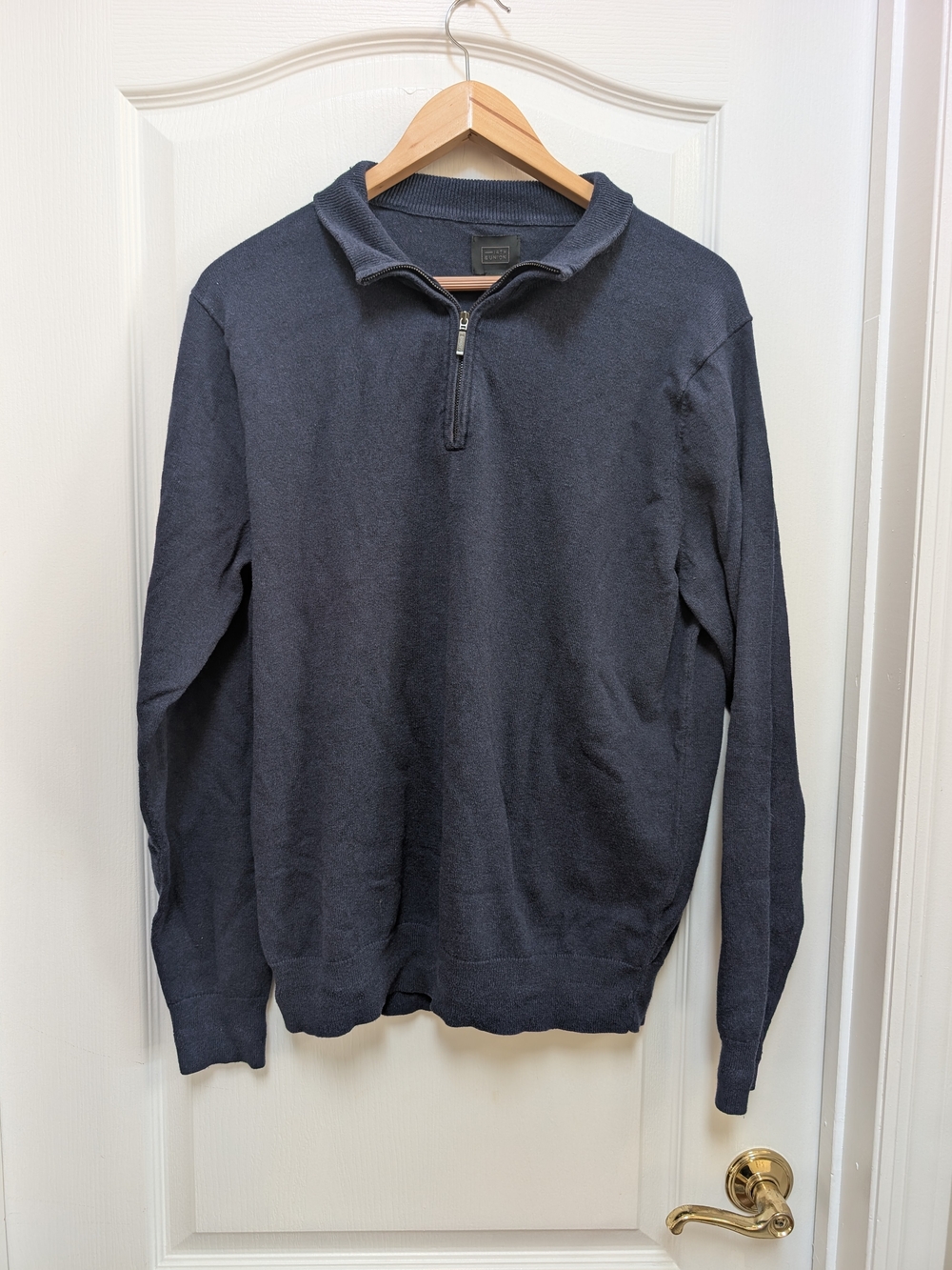 14th & Union Men’s L Navy Cotton Cashmere Quarter Zip Sweater
